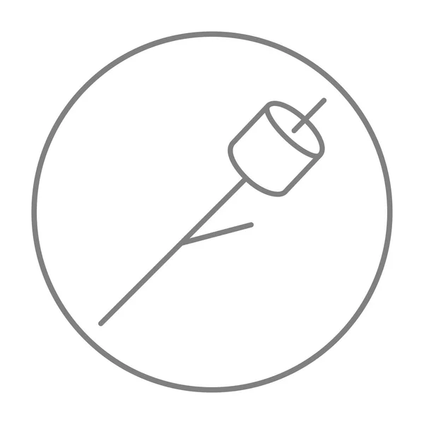 Marshmallow dipanggang pada ikon tongkat kayu  . Stok Ilustrasi 