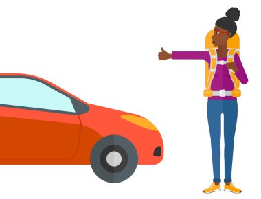 genç kadın otostop.