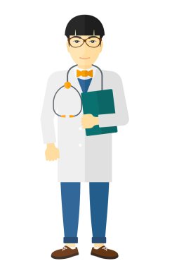 Doktor stetoskop ve dosya ile.