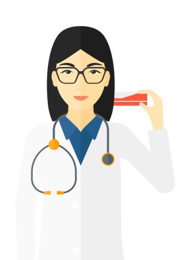 Biraz ilaç gösterilen eczacı.