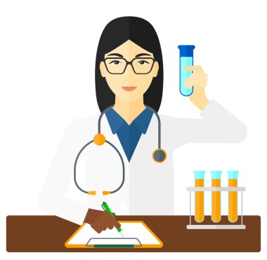 Çalışan laboratuvar asistanı.