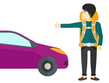 Genç adam otostop çekiyor..