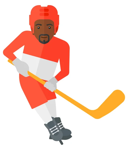 Joueur de hockey sur glace avec bâton . — Image vectorielle