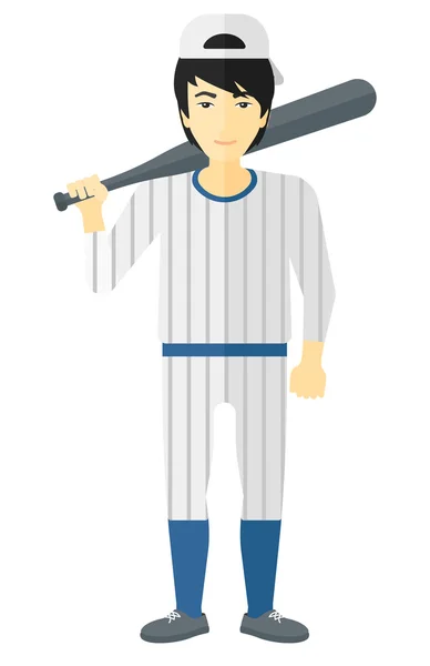 Jogador de beisebol de pé com morcego . —  Vetores de Stock