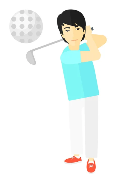 Jugador de golf golpeando la pelota . — Vector de stock