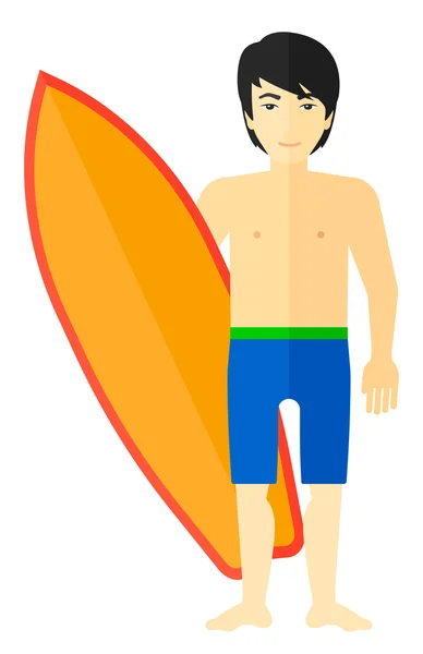 Surfer holding surfboard. — Stock Vector