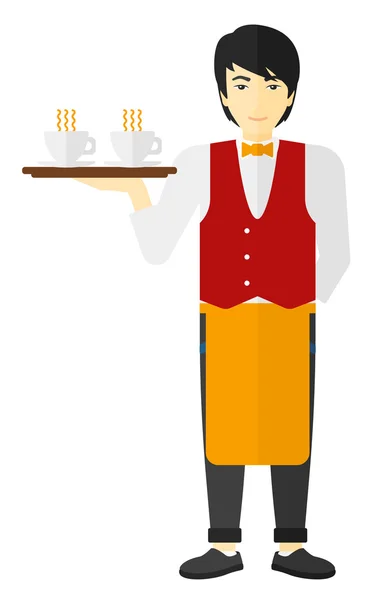 Waiter holding tray with beverages. — Stockvector