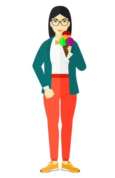 Woman holding icecream. — Stock Vector