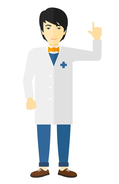 Doctor showing finger up. — Stock Vector