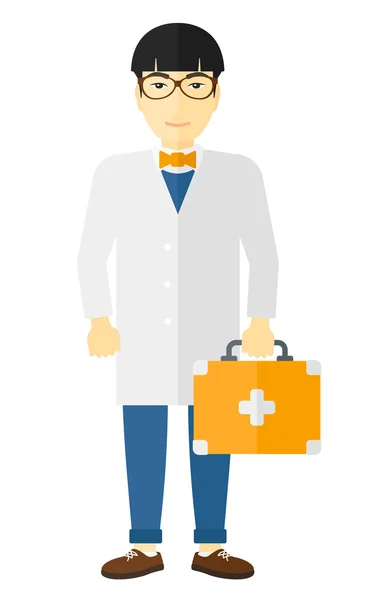 Doctor with first aid box. — Stock Vector