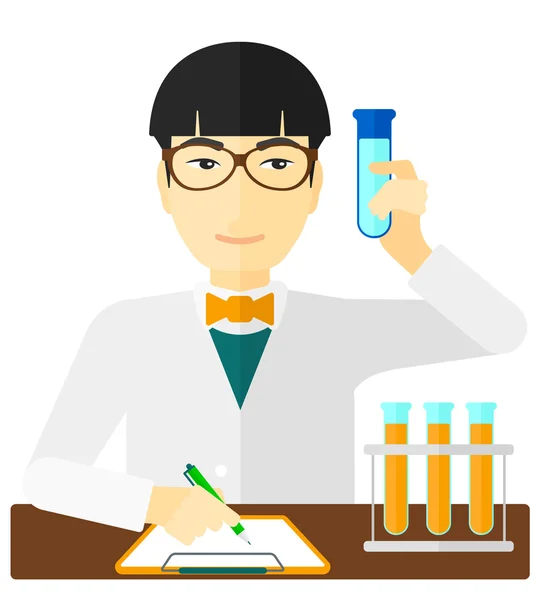 Laboratory assistant working. — Stock Vector