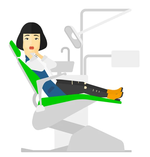 Bang patiënt in tandheelkundige stoel. — Stockvector