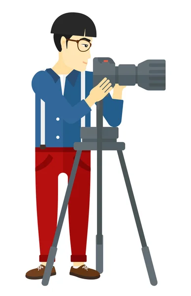 Photographer working with camera. — Stock Vector