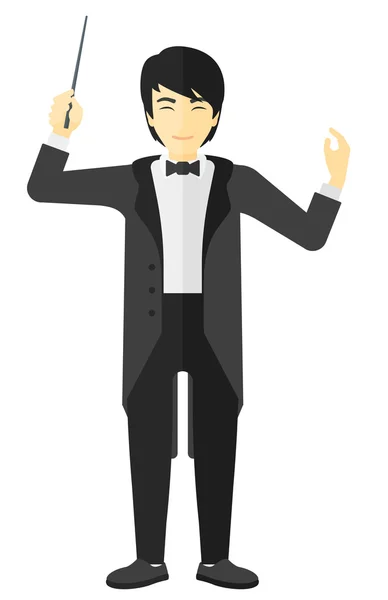 Conductor directing with his baton. — Stock Vector