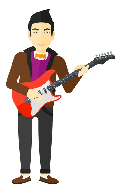 Musicien jouant guitare électrique. — Image vectorielle