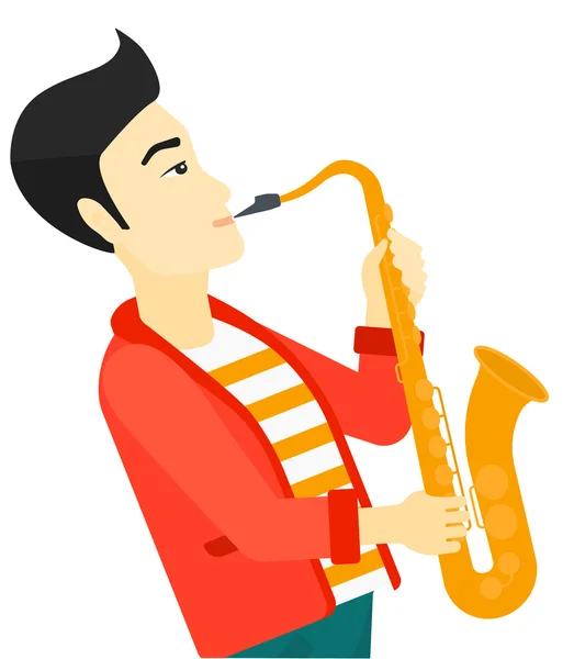Muž hrající na saxofon. — Stockový vektor