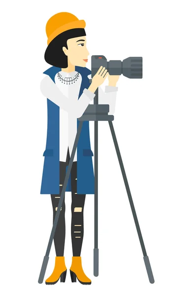 Photographe Travailler avec un appareil photo . — Image vectorielle