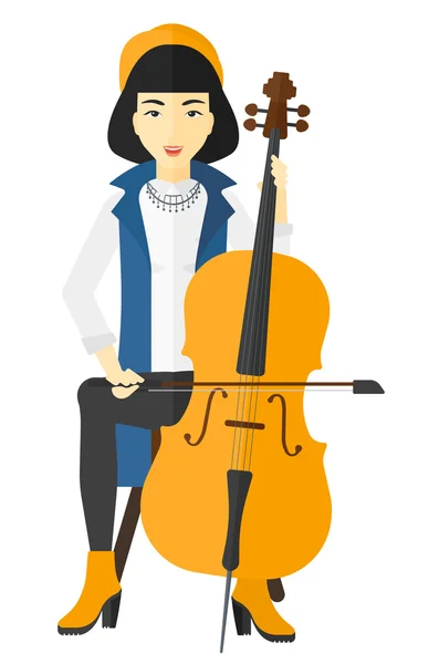 Kvinna spelar cello. — Stock vektor