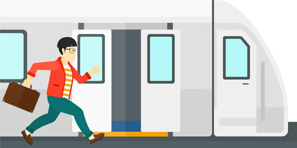 Man missing train. — Stock Vector