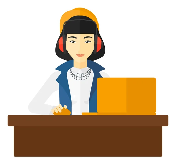 Woman working at laptop. — Stock Vector