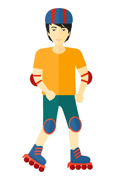 Sporty man on roller-skates. — Stock Vector