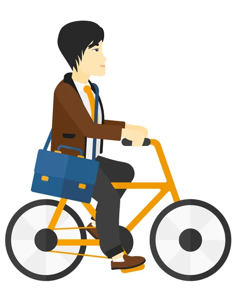 Homem de bicicleta para o trabalho . — Vetor de Stock