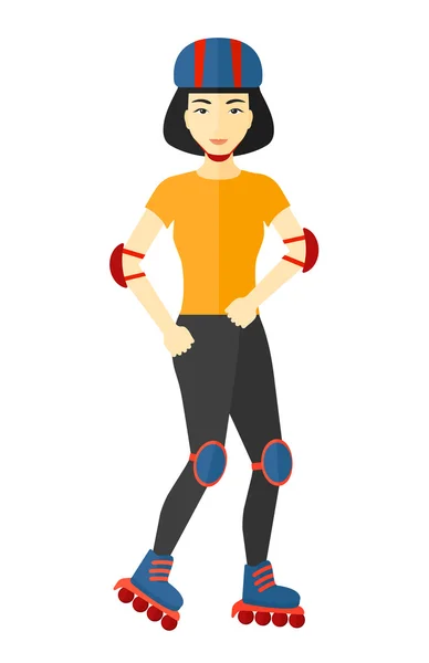 Sportovní žena na roller-skates. — Stockový vektor