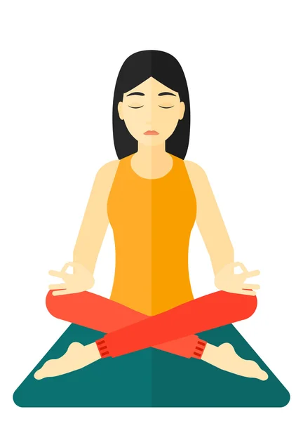 Mujer meditando en pose de loto. — Vector de stock