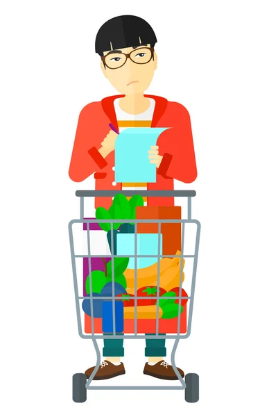 Man with shopping list. — Stock Vector