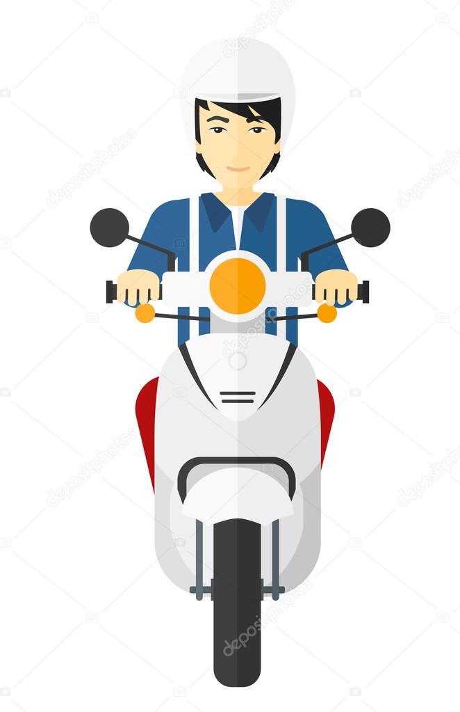 Man riding scooter.
