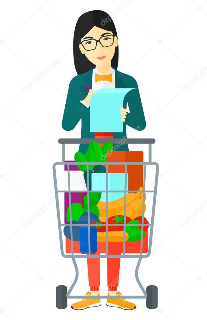 Woman with shopping list.