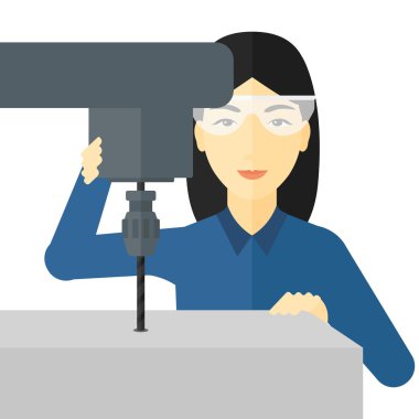 Sıkıcı ile çalışan kadın değirmen.