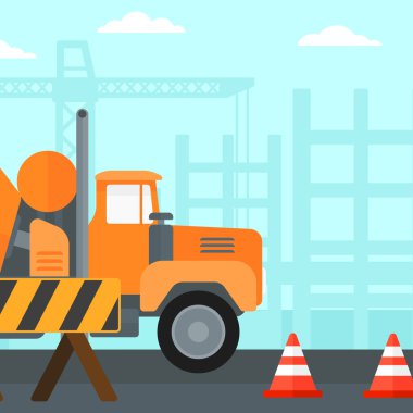 Arka plan beton mikser inşaat sitesinde.