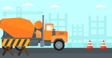 Arka plan beton mikser inşaat sitesinde.