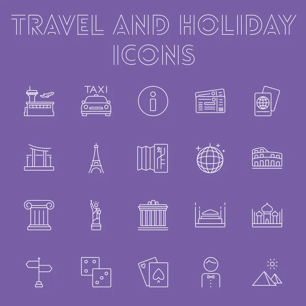 Reise und Urlaub Icon Set. — Stockvektor