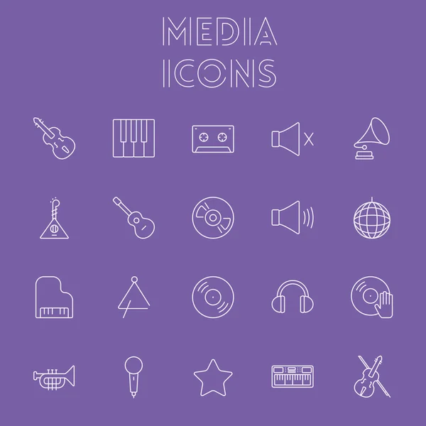 Medya Icon set. — Stok Vektör