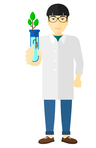 Asistente de laboratorio con tubo de ensayo. — Archivo Imágenes Vectoriales