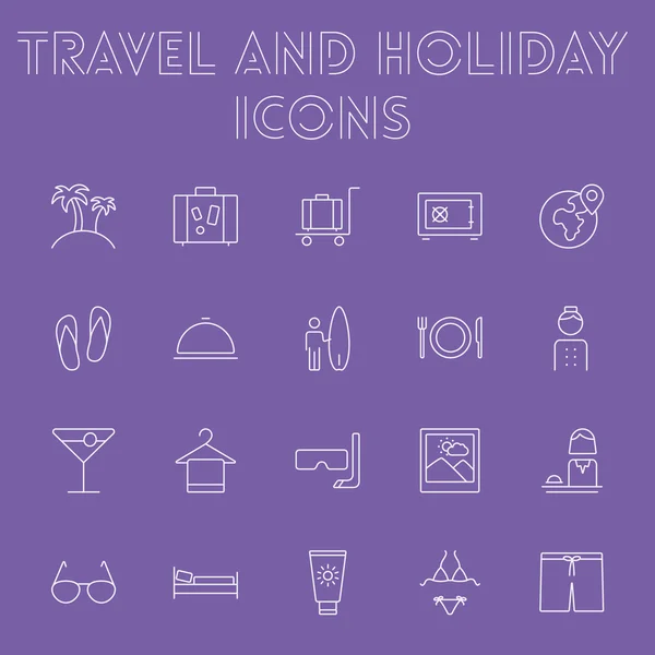 Reise und Urlaub Icon Set. — Stockvektor