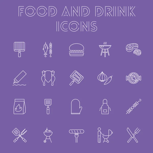 Conjunto de iconos de comida y bebida. — Archivo Imágenes Vectoriales