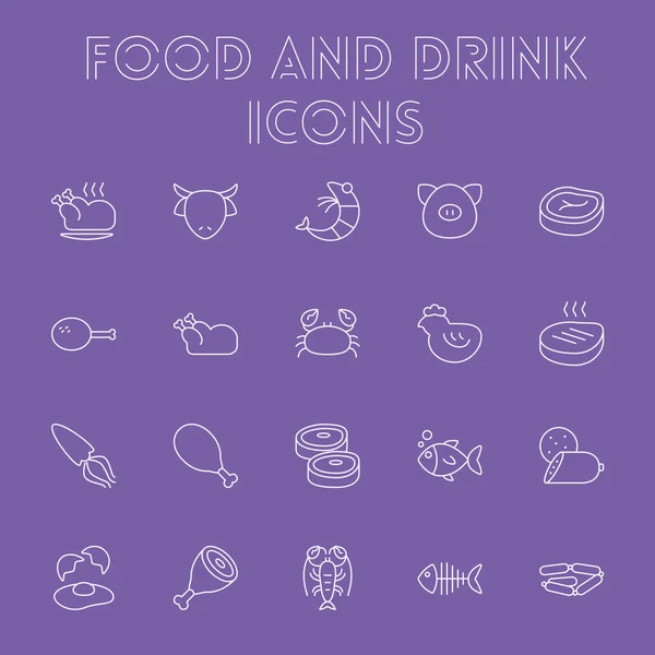 Essen und Trinken Icon Set. — Stockvektor