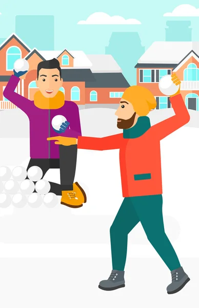 Hommes jouant en boules de neige . — Image vectorielle
