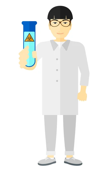 Laboratory assistant with test tube. — Stock Vector