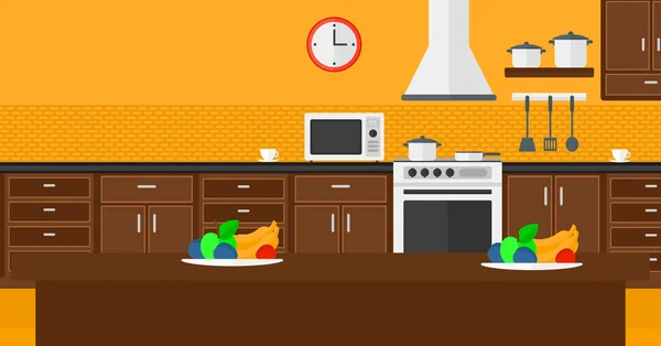 Fondo de cocina con electrodomésticos . — Vector de stock