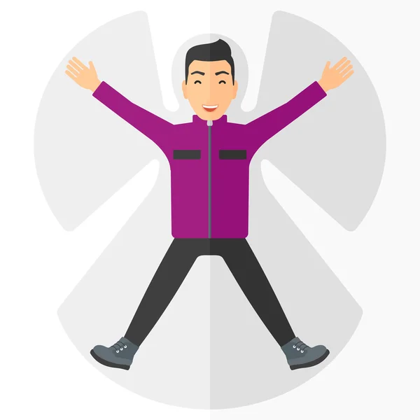 Manusia membuat malaikat salju  . Stok Vektor Bebas Royalti