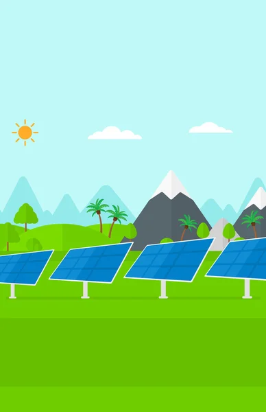 Pozadí solární elektrárny v hoře. — Stockový vektor