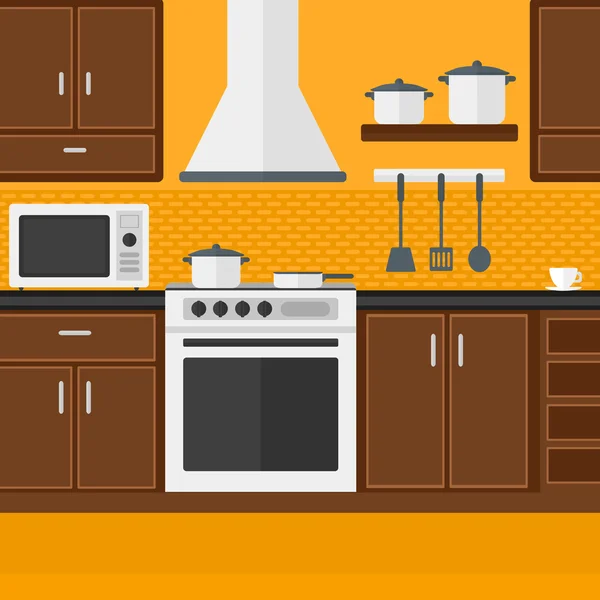 Fondo de cocina con electrodomésticos . — Vector de stock