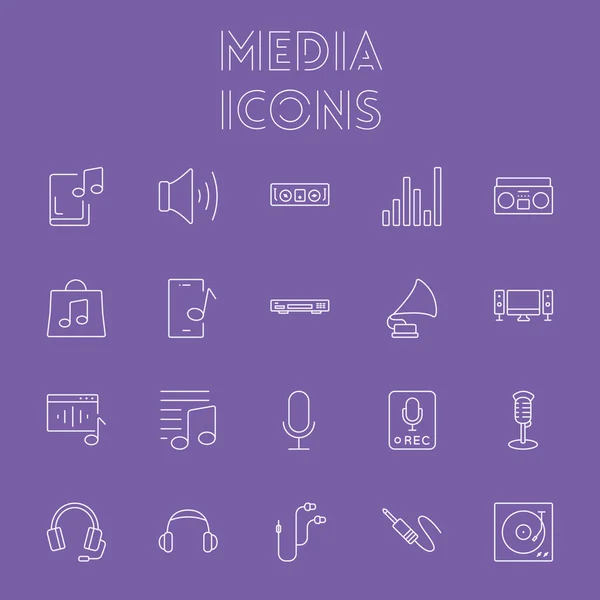 Medya Icon set. — Stok Vektör