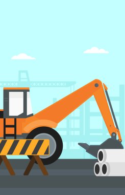 Arka plan Ekskavatör inşaat sitesinde.