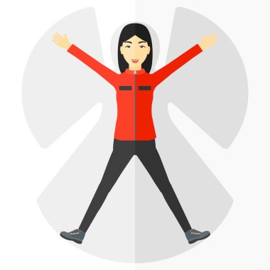 Kar meleği yapan kadın.