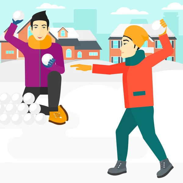Hommes jouant en boules de neige . — Image vectorielle